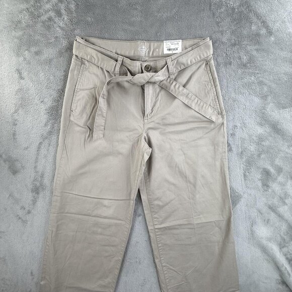 St. John's Bay Pants Womens 6 Light Khaki Mid-Rise Chino Tie Waist Belted Casual - Picture 8 of 16